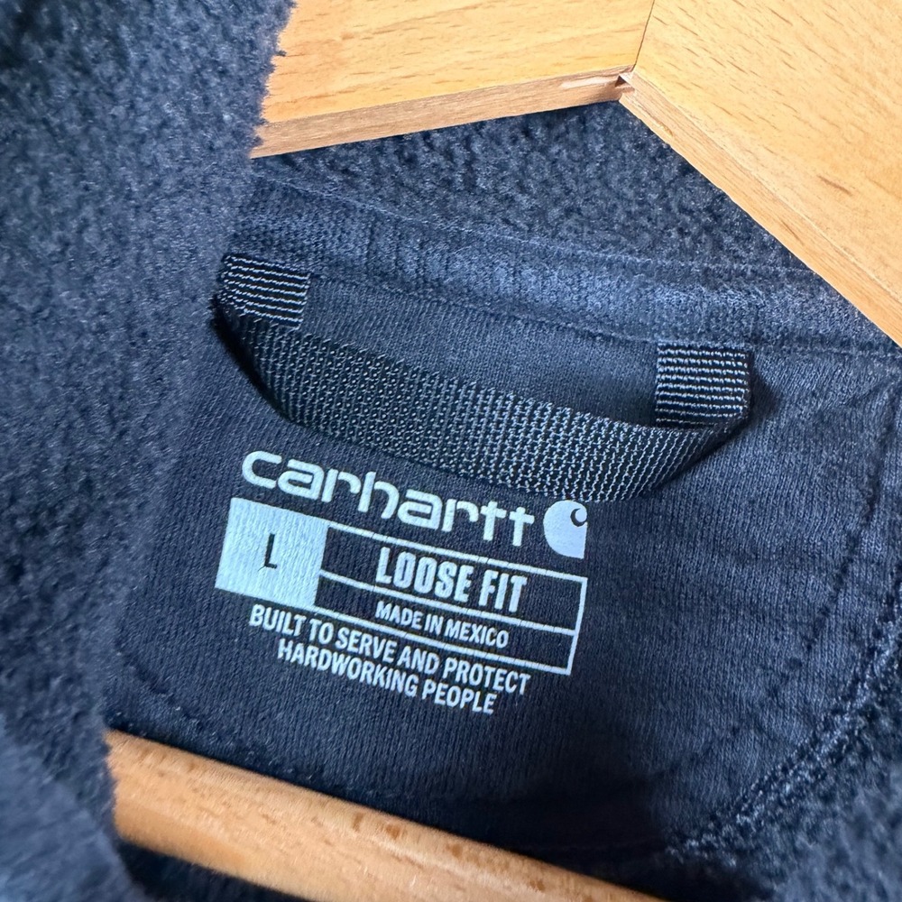 Carhartt Hoodie Mens L Black Good Shooterbuck Logo Loose Fit Fleece Sweatshirt - Picture 3 of 5